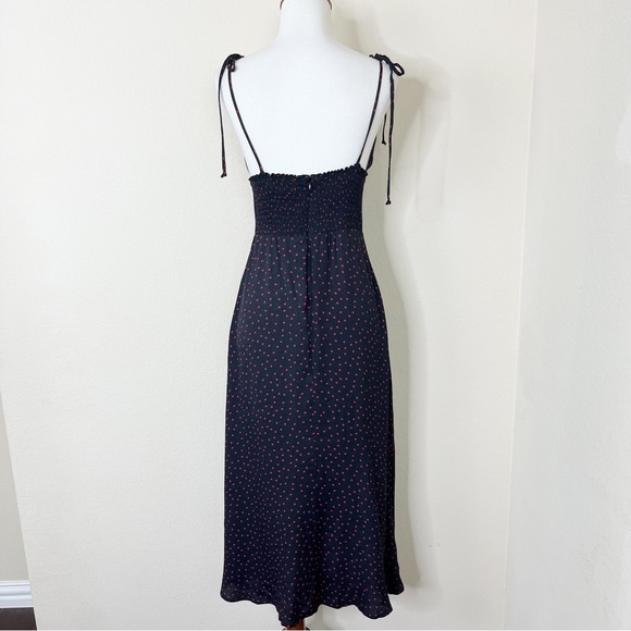 Reformation Talita Midi Dress Navy Blue and Red Tie Shoulders - Picture 9 of 15